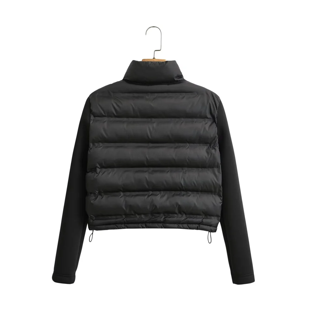 2024 autumn and winter new women's clothing European and American style fashionable versatile splicing short cotton jacket - Image 2