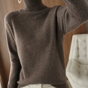 Fashion Basic Autumn Winter Merino Wool Sweater Mock Neck Cashmere Pullover Solid Color Soft Long Sleeve Clothing Tops